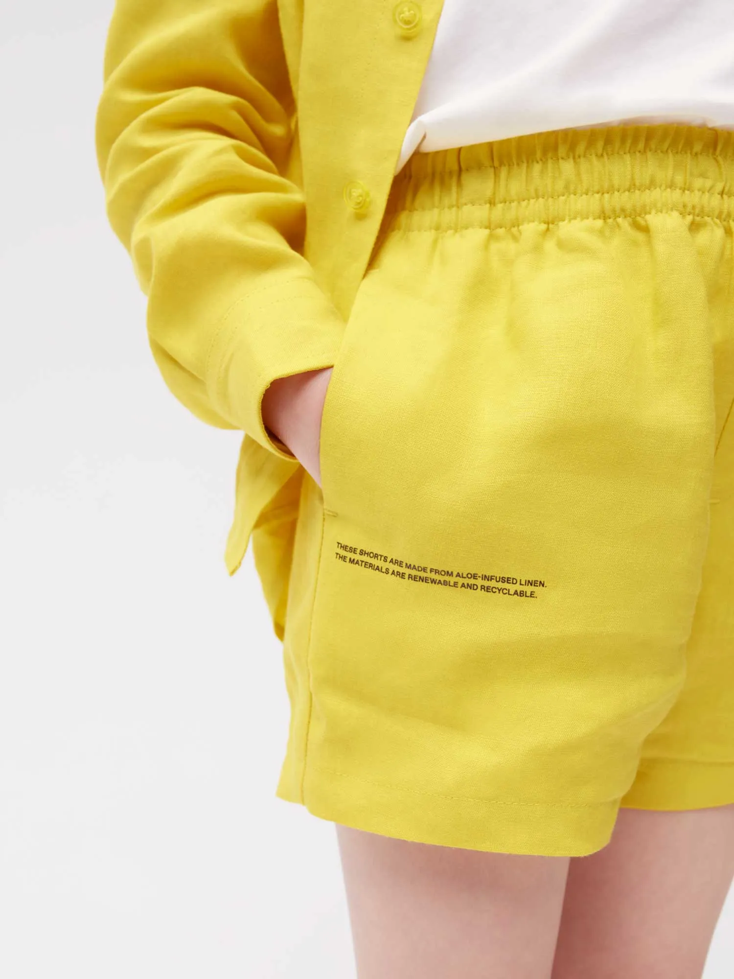 Archive Kids Aloe Linen Shorts—sunshine yellow