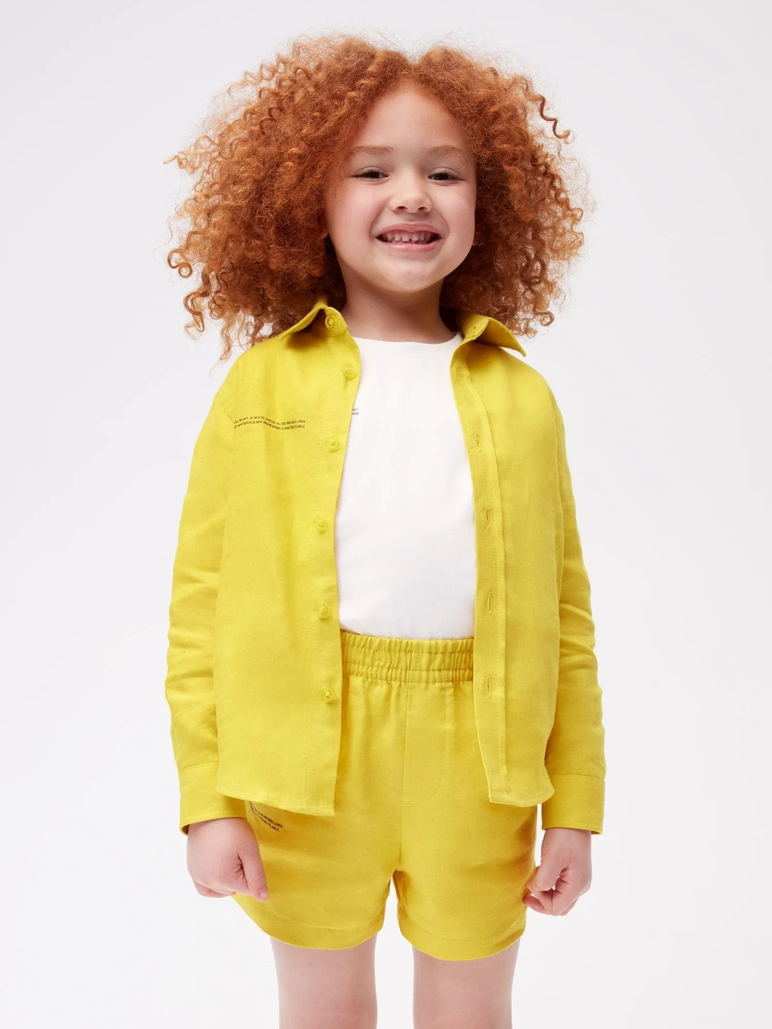 Archive Kids Aloe Linen Shorts—sunshine yellow
