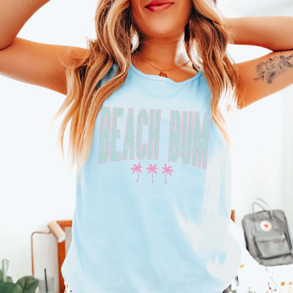 Beach Bum Palm Trees Comfort Color Tank