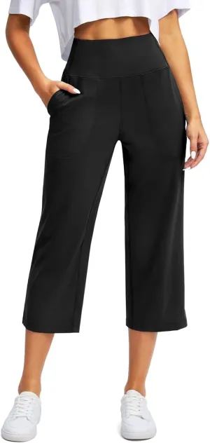 Cargo Pants Women, Casual Capri Pants Wide Leg High Waist with Pockets