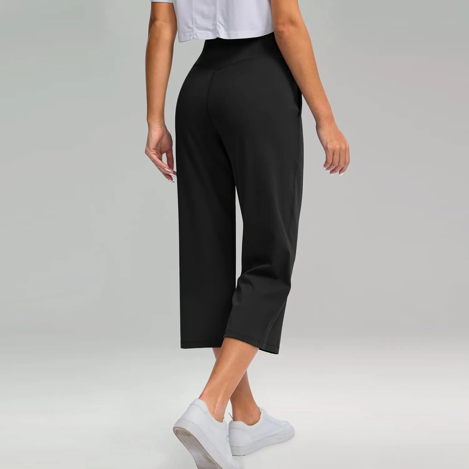 Cargo Pants Women, Casual Capri Pants Wide Leg High Waist with Pockets