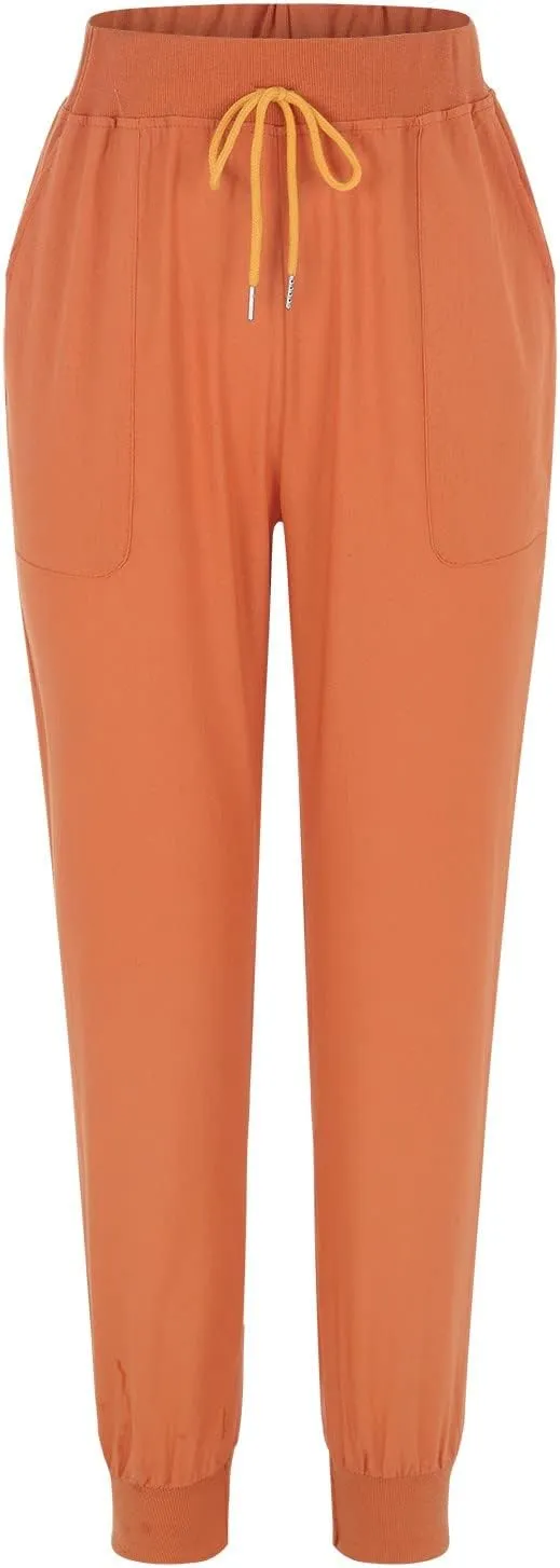 CRNTCEM Womens Straight Leg Beach Pants Slim Fit Travel Running Anckle Pant Workout Sweatpants Casual Cotton Linen Pants