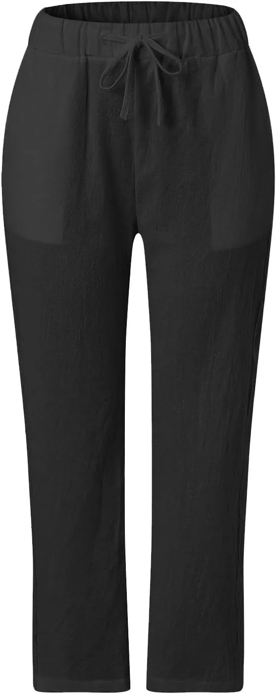 Linen Pants Wide Leg Dress Pants High Waisted Yoga Pants Women's Summer Linen Pants Casual Palazzo Pants Trousers