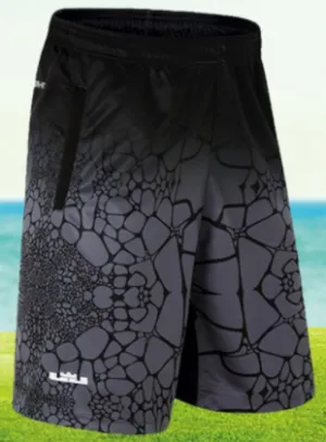 Mens Board Shorts  Black and Grey Pebble print