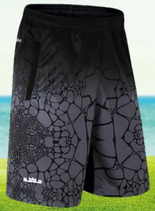 Mens Board Shorts  Black and Grey Pebble print