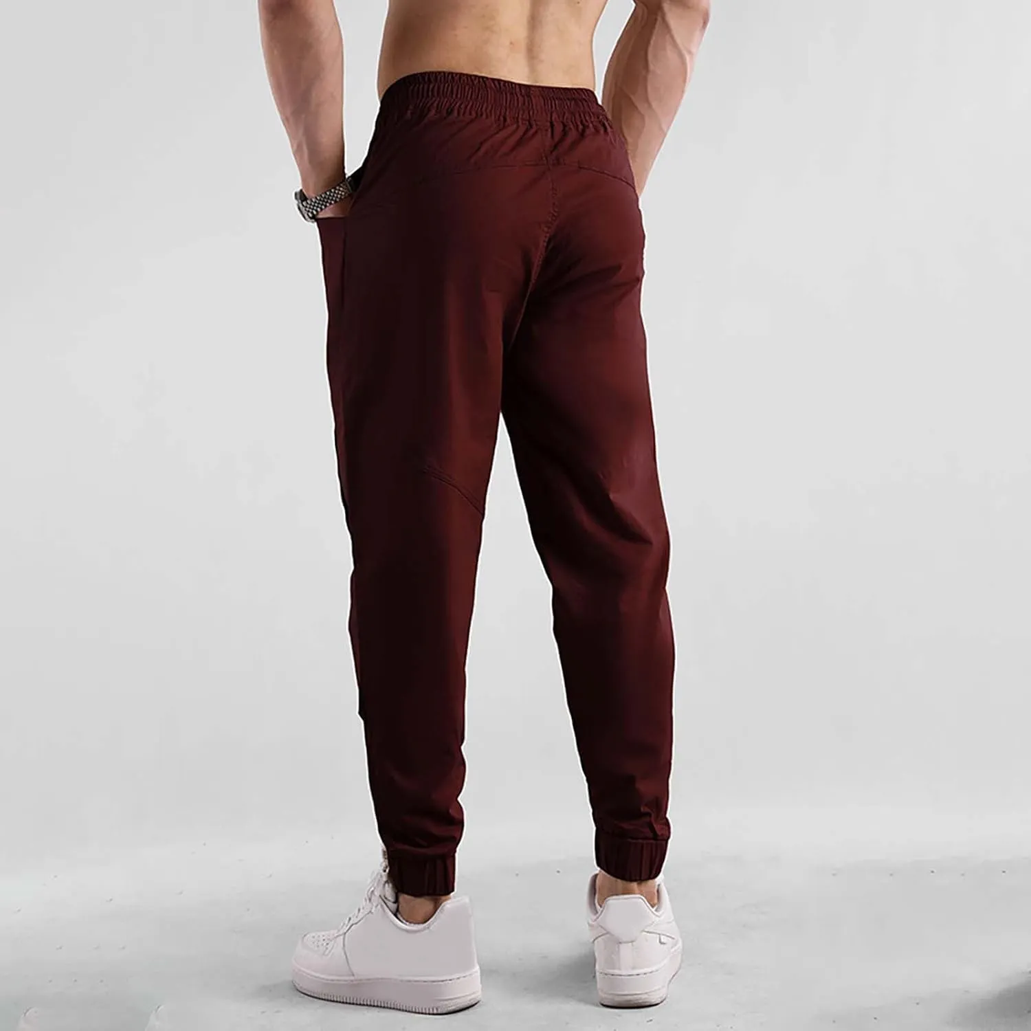 Mens Casual Cargo Pants Casual Elastic Waist Drawstring Trousers Slim Fit Cinch Bottom Tapered Sweatpants for Men