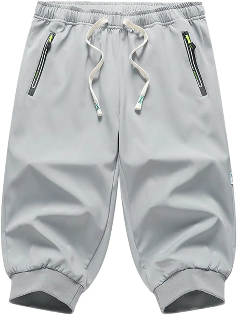 Mens Causal Shorts Slim Fit Elastic Waist Stretch Summer Athletic Shorts Lightweight Drawstring Athletic Hiking Capri Pants