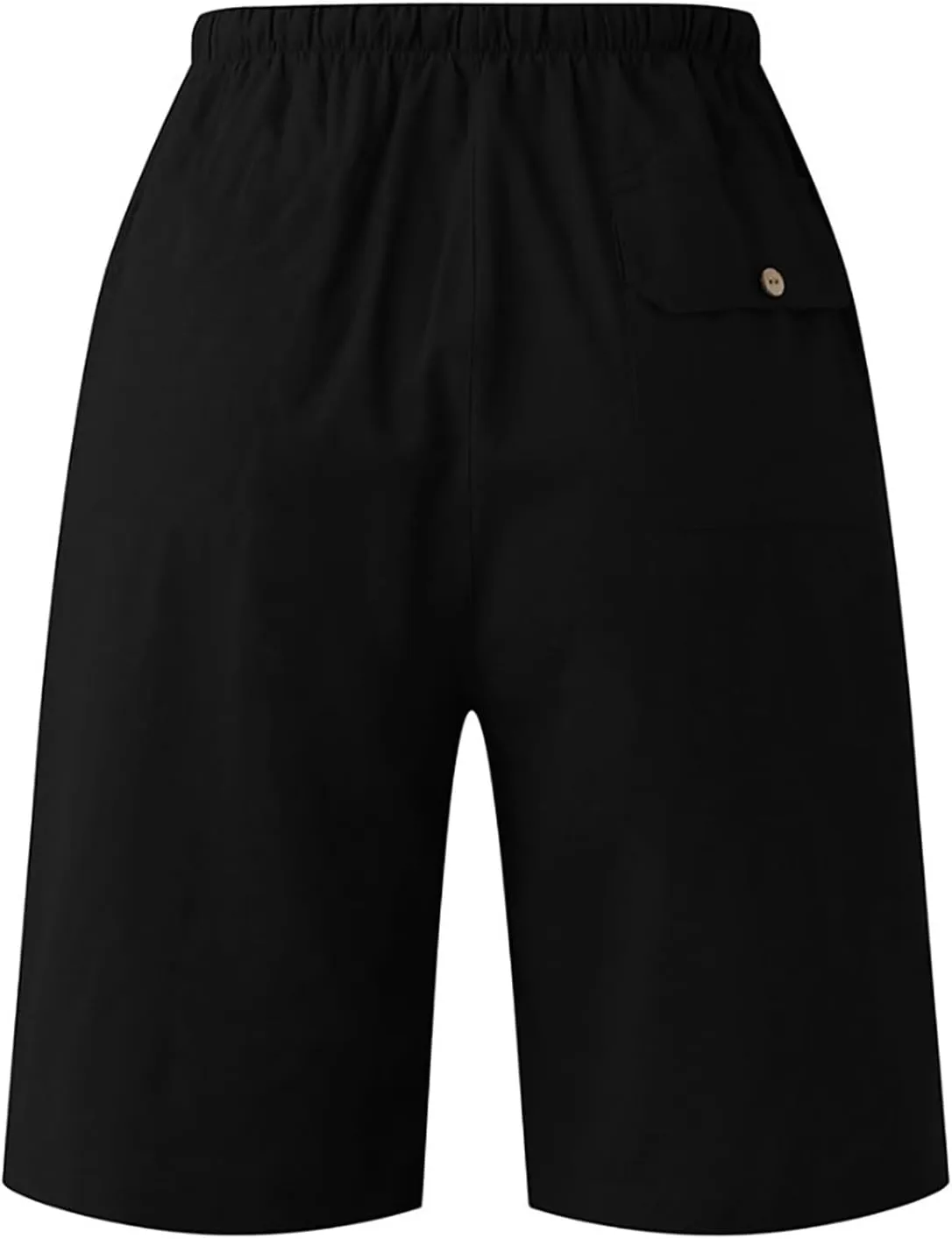 Mens Cotton Linen Shorts Casual Loose Fit Drawstring Elastic Waist 7Inch Inseam Shorts Stretch Summer Beach Wear