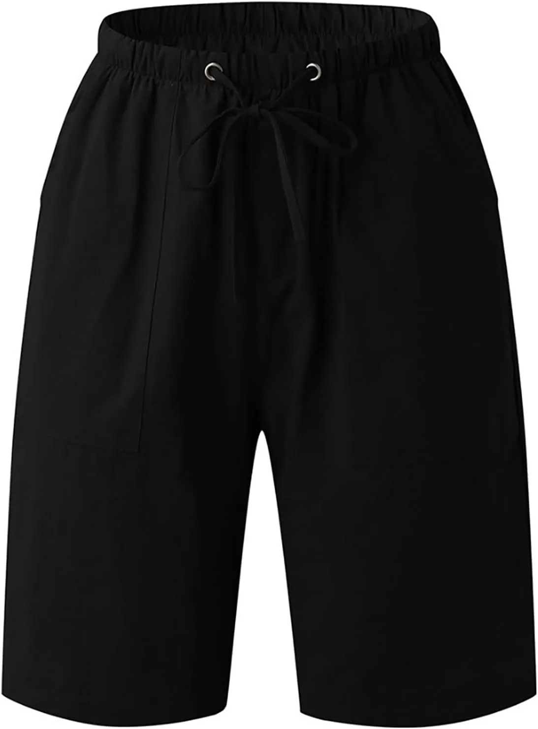 Mens Cotton Linen Shorts Casual Loose Fit Drawstring Elastic Waist 7Inch Inseam Shorts Stretch Summer Beach Wear