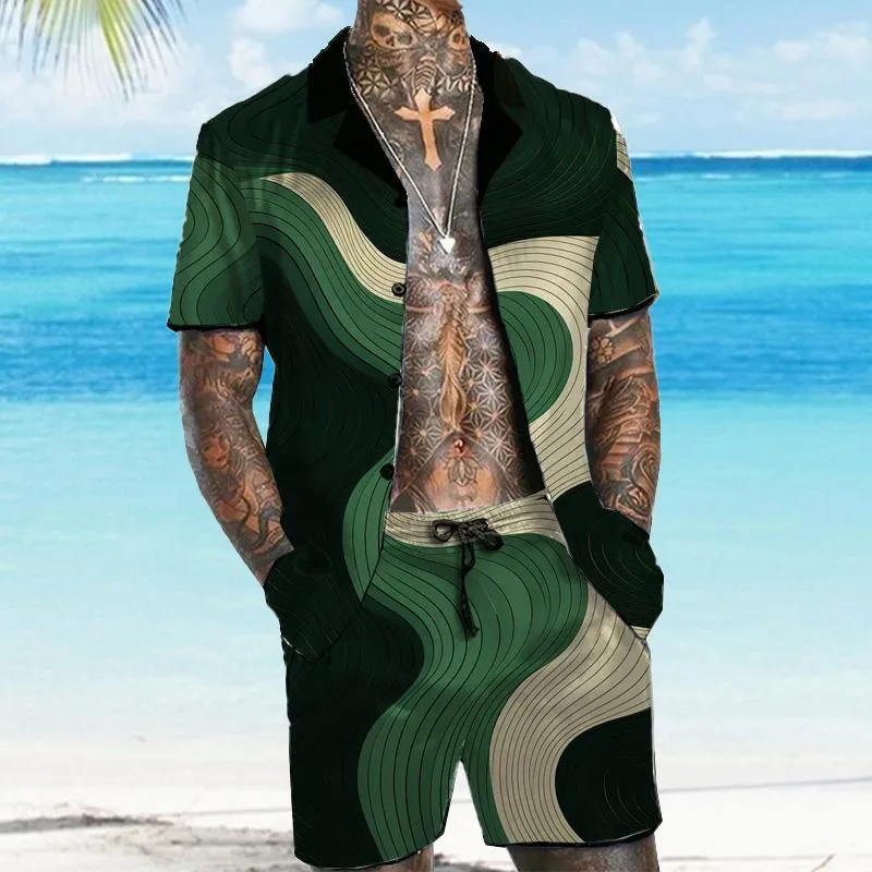 MEN'S HAWAIIAN SHORT SLEEVE SHIRT SHORT SET 60102348YM