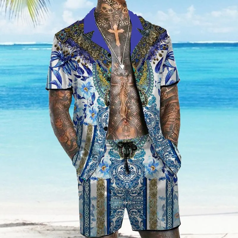 Men's Vintage Hawaiian Short Sleeve Shirt Set 33996157YM