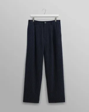 Modestique london| Navy Pinstripe Wool Trousers