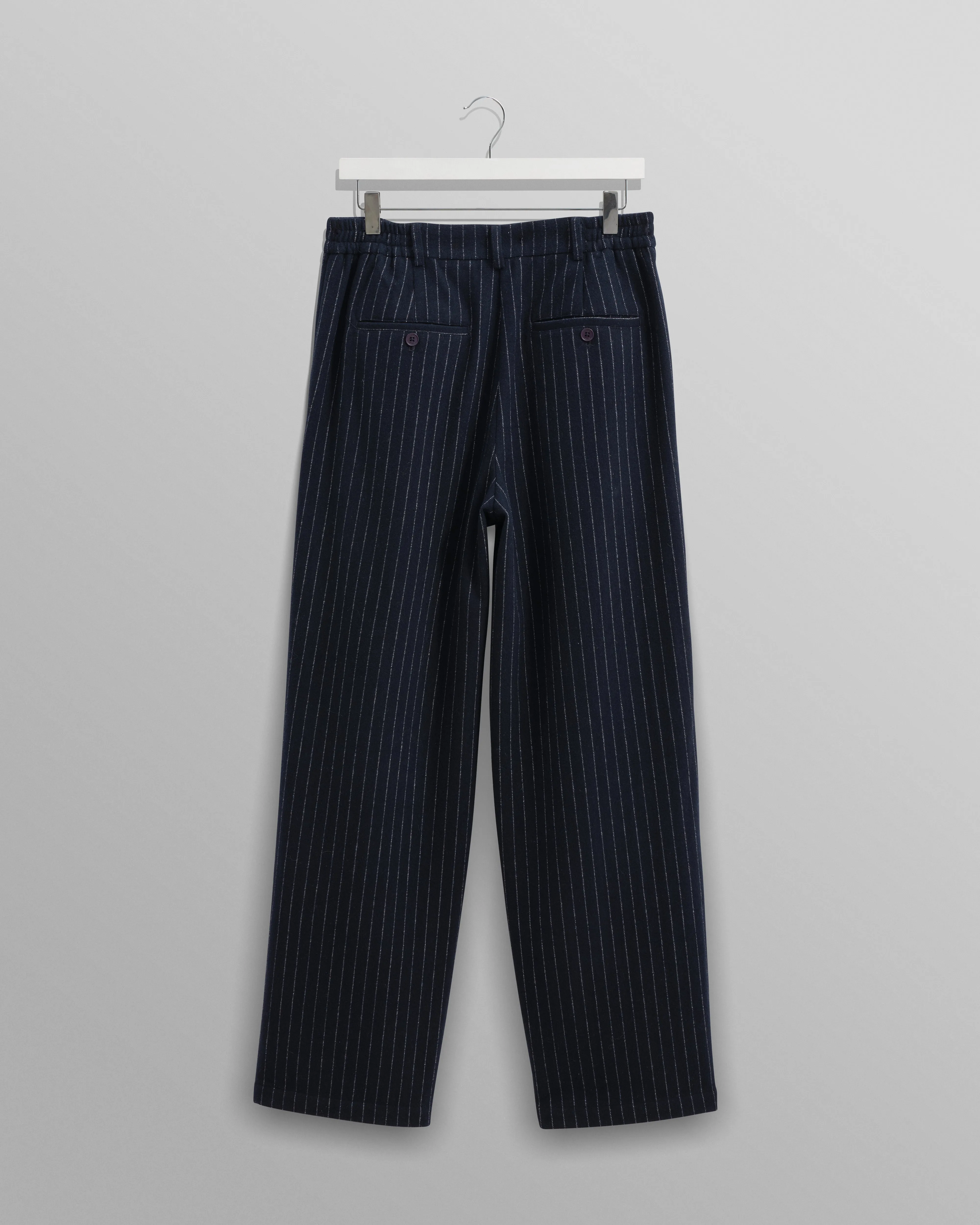 Modestique london| Navy Pinstripe Wool Trousers