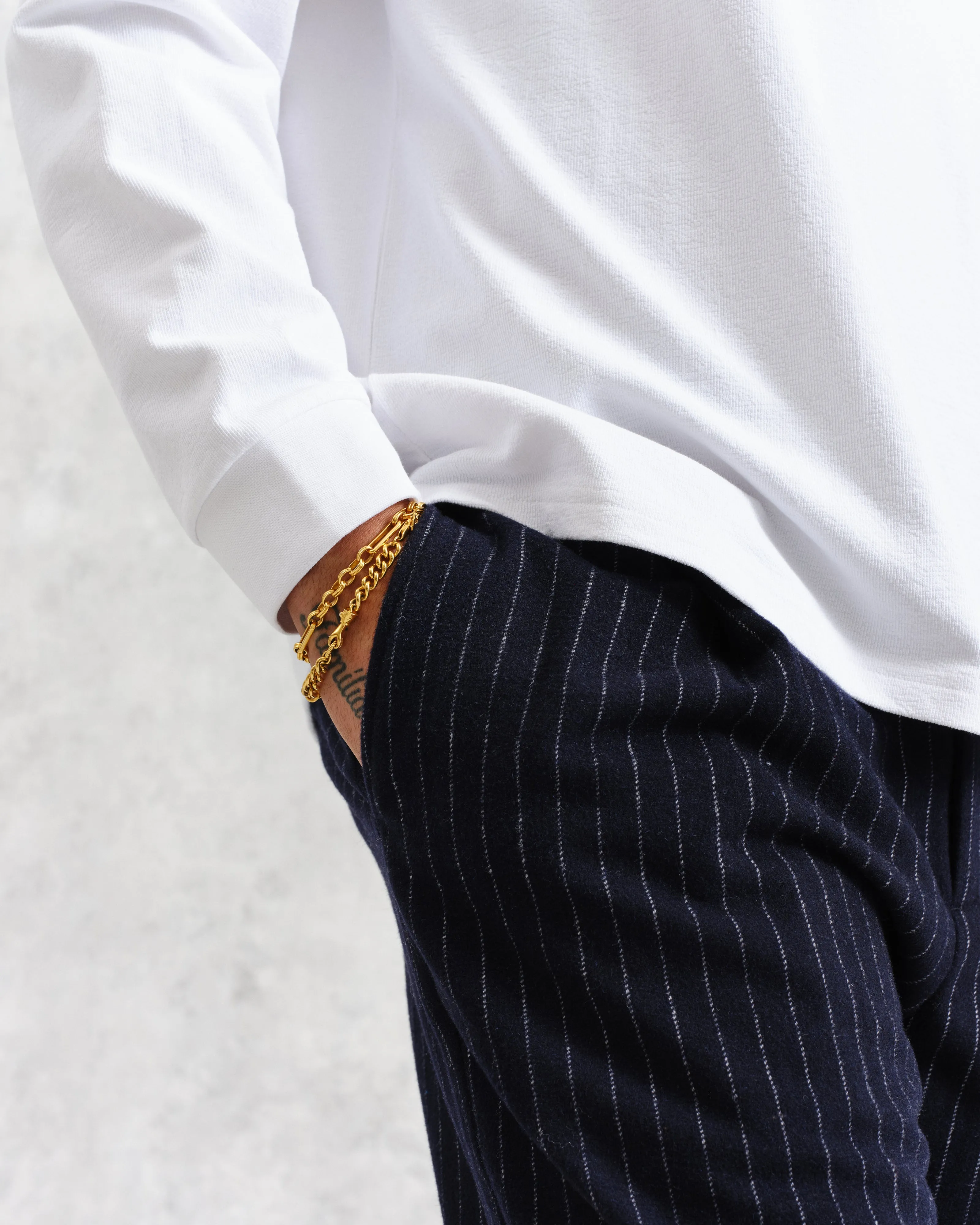 Modestique london| Navy Pinstripe Wool Trousers