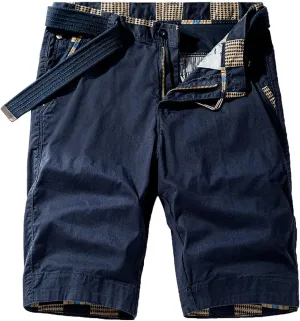 Muscularfit Mens Shorts 7 Inch Slim Fit Solid Buckle Zipper Cargo Shorts with Pocket Outdoor Fashion Work Utility Shorts 2023