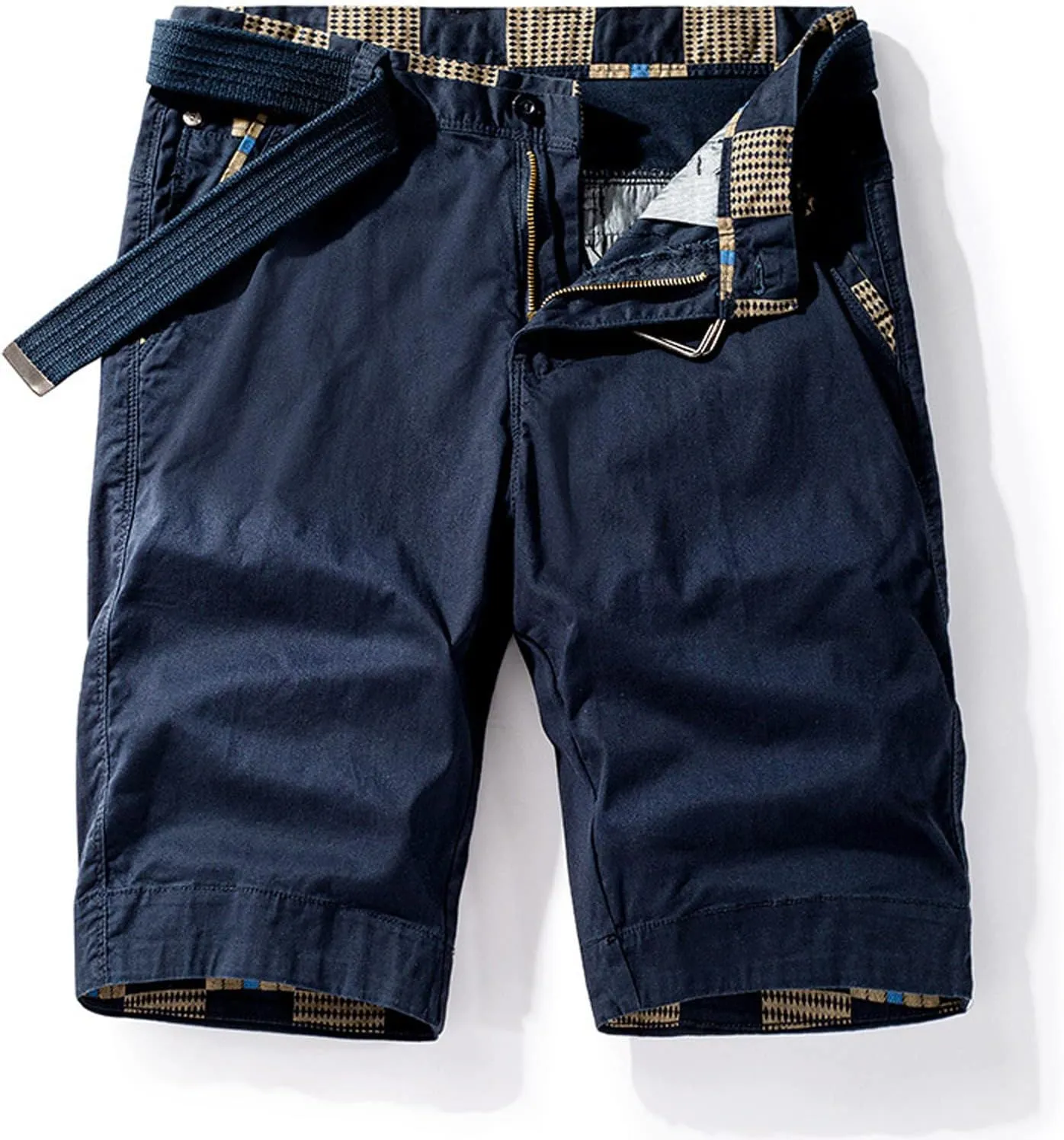 Muscularfit Mens Shorts 7 Inch Slim Fit Solid Buckle Zipper Cargo Shorts with Pocket Outdoor Fashion Work Utility Shorts 2023