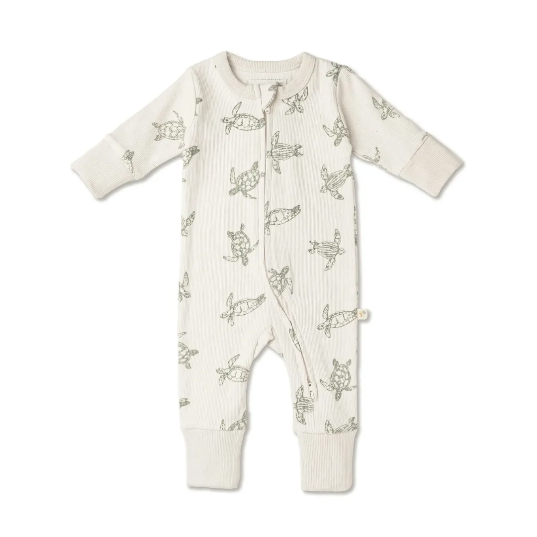 Organic 2-Way Zip Romper - Turtles by Makemake Organics