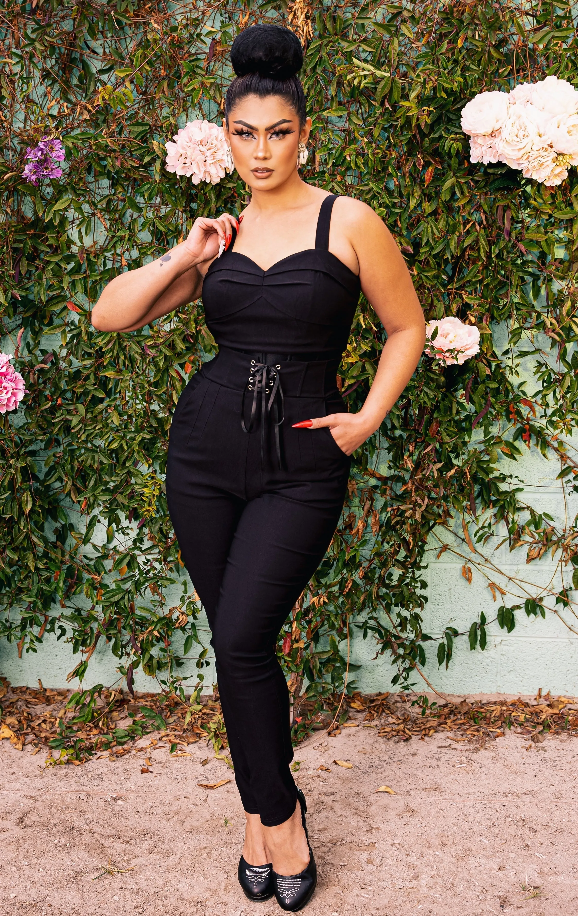 Palermo Corset Pants in Tropical Leaves