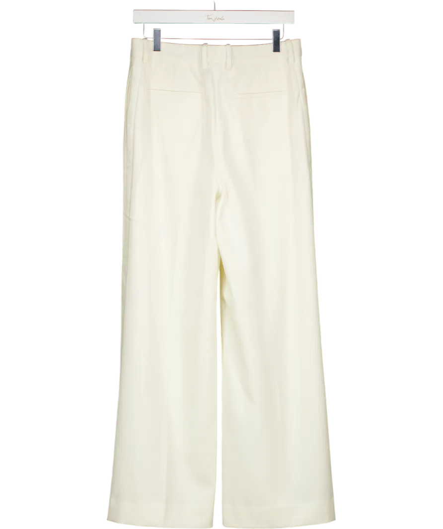 REISS Cream Leanna Tux Wide Leg Trousers - Petite Length UK 10
