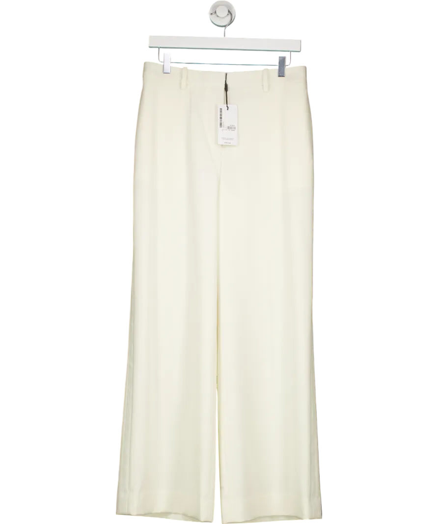REISS Cream Leanna Tux Wide Leg Trousers - Petite Length UK 10