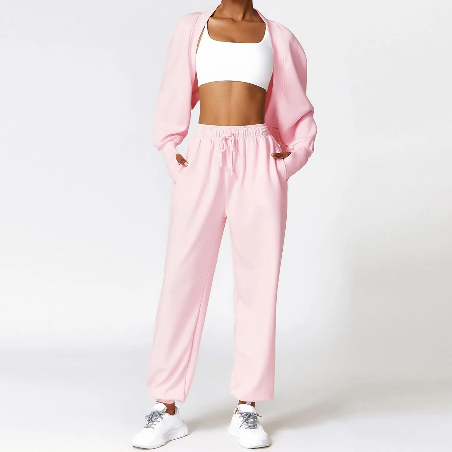 Sunwittafy Women's High Waist Sweatpants Lined Fleece Joggers with Pockets Lounge Athletic Workout Sweat Pants Trousers