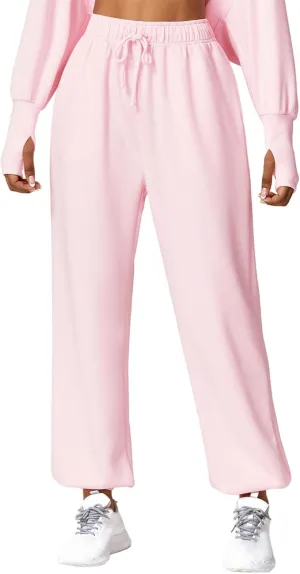 Sunwittafy Women's High Waist Sweatpants Lined Fleece Joggers with Pockets Lounge Athletic Workout Sweat Pants Trousers