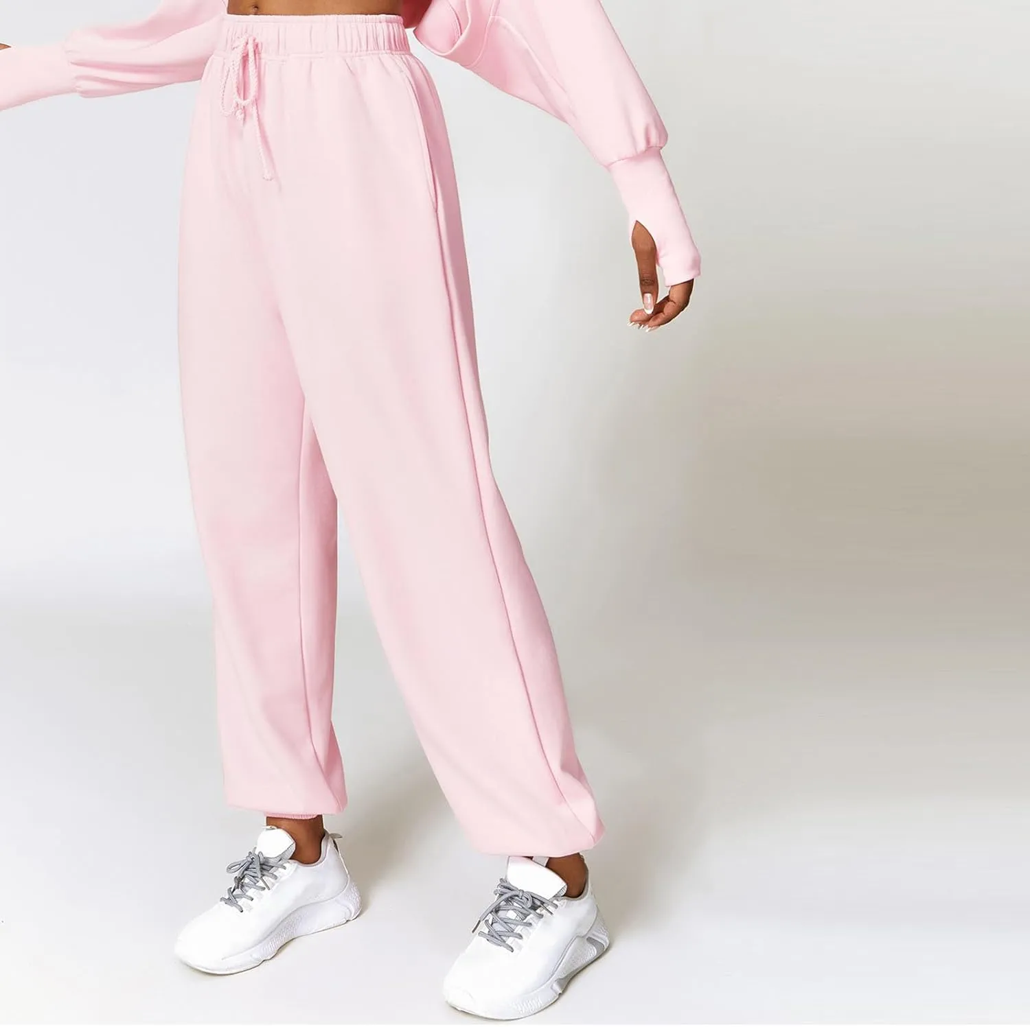 Sunwittafy Women's High Waist Sweatpants Lined Fleece Joggers with Pockets Lounge Athletic Workout Sweat Pants Trousers