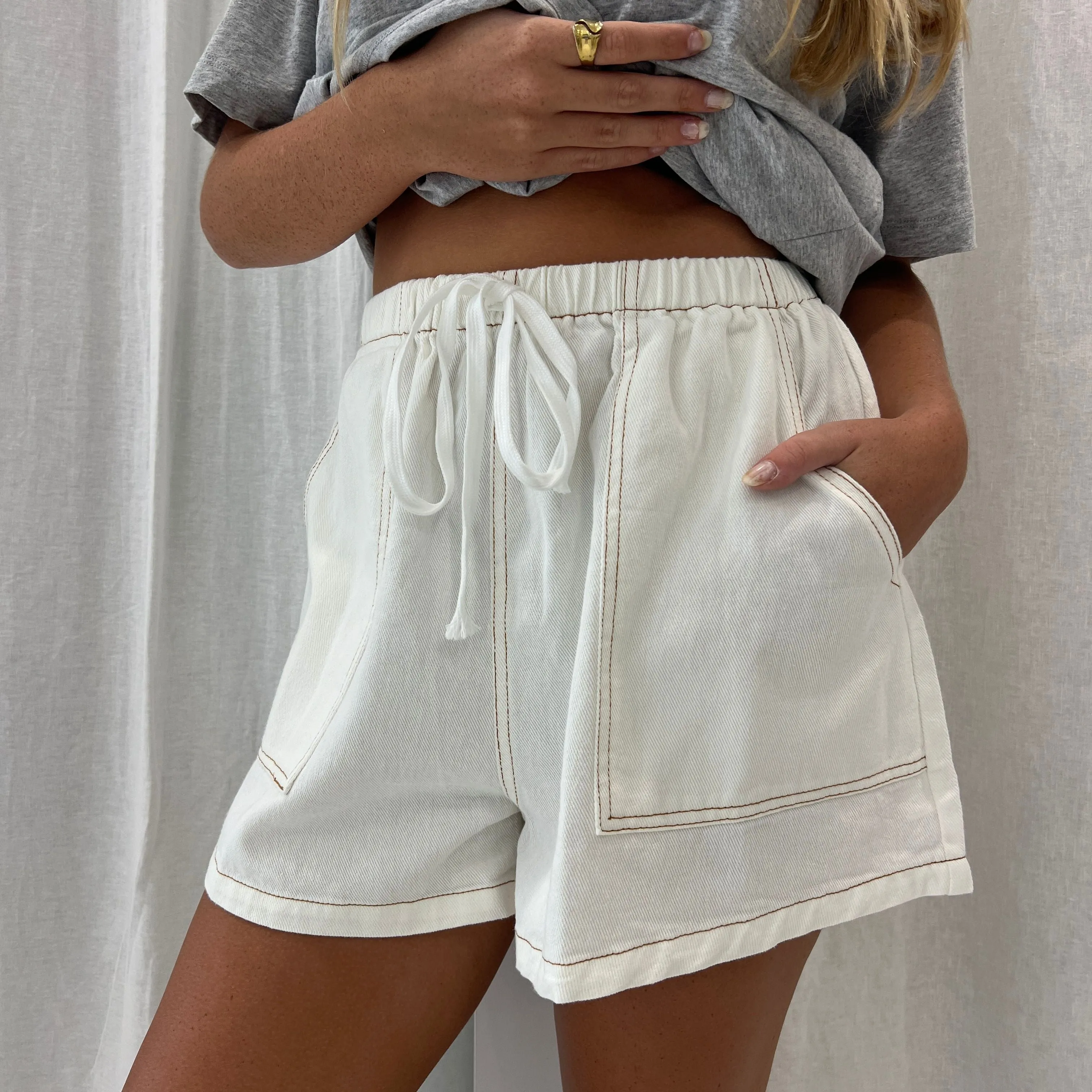 White Denim Shorts