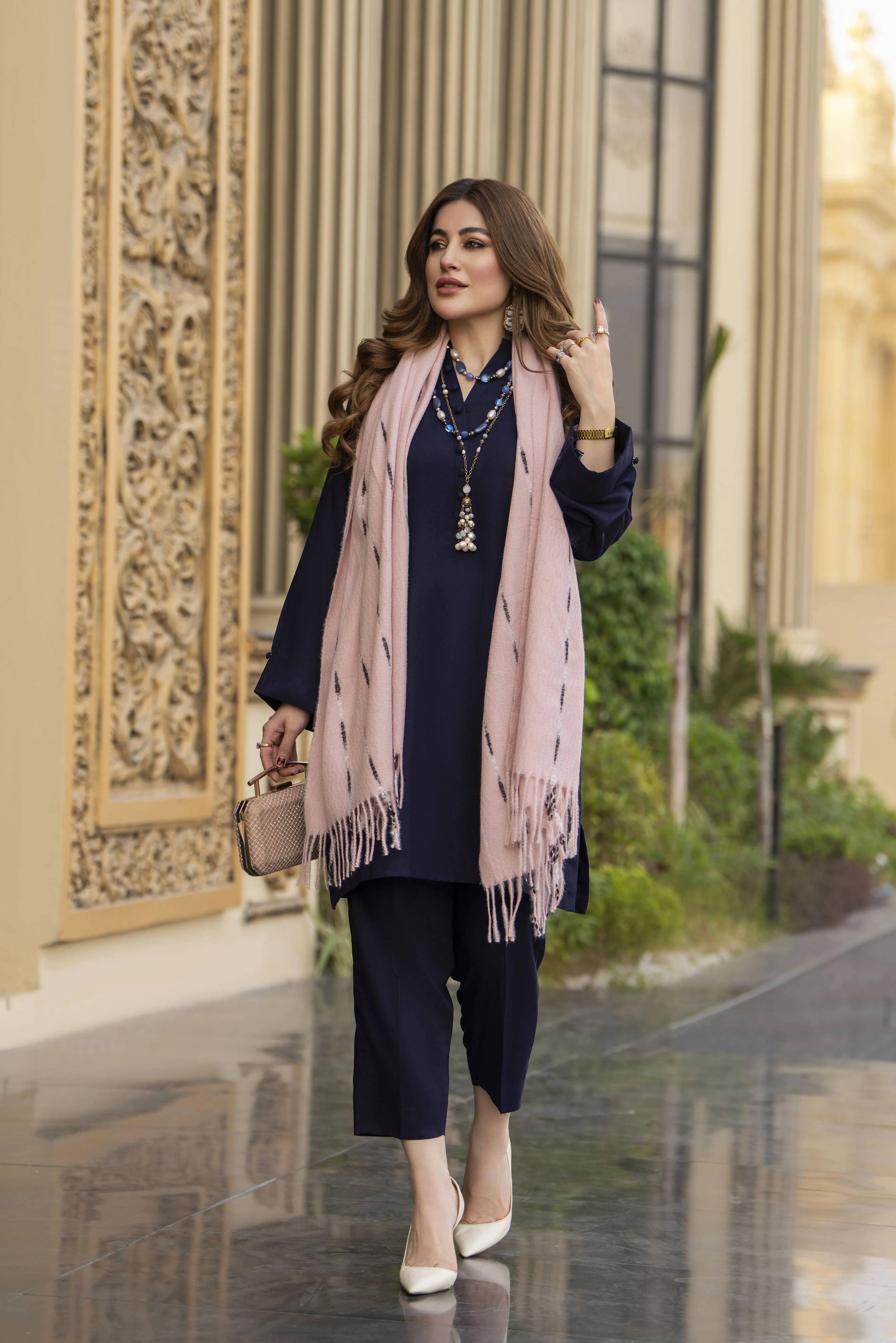 Winter Linen Dress With Wool Stole by Miski WDW2