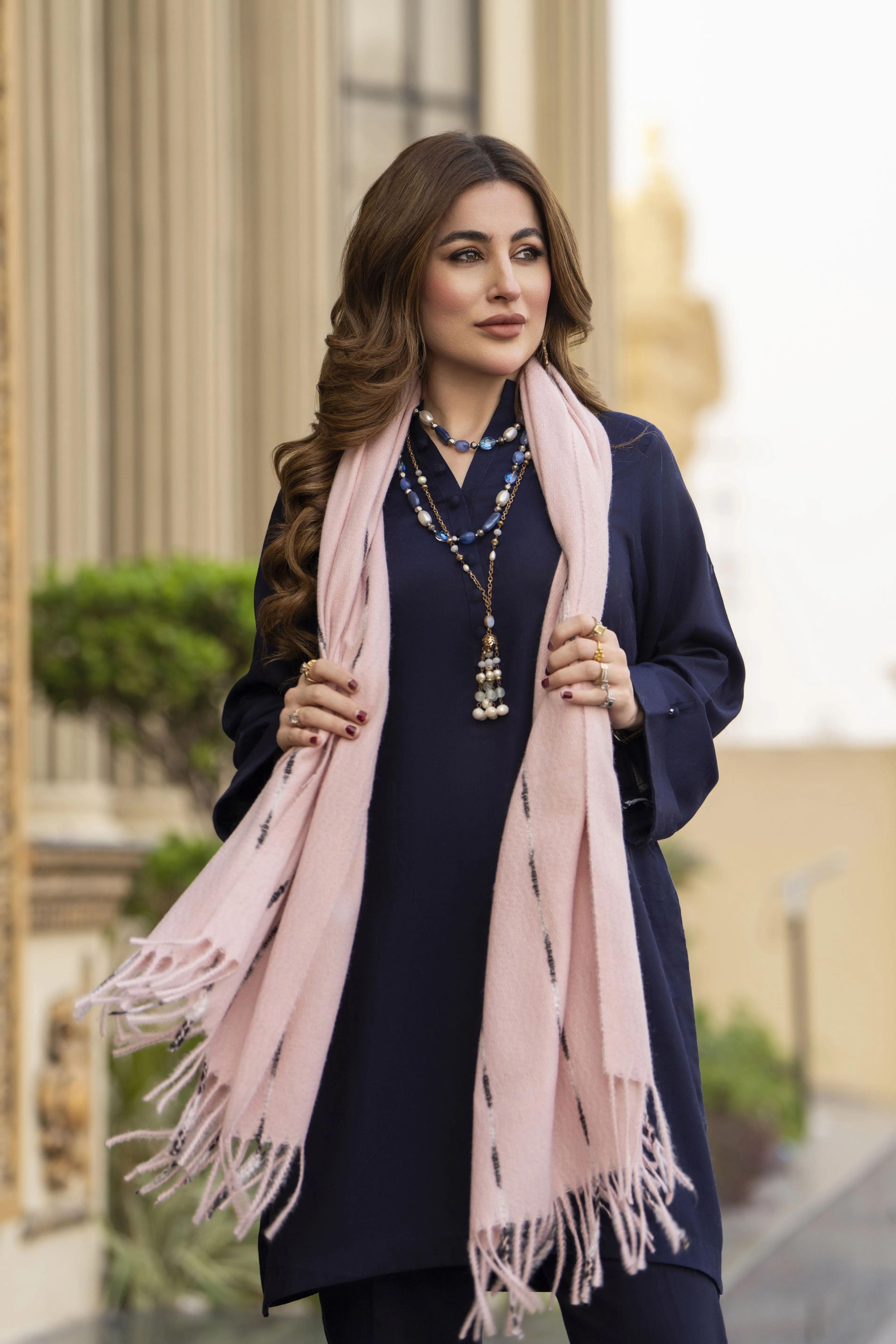 Winter Linen Dress With Wool Stole by Miski WDW2