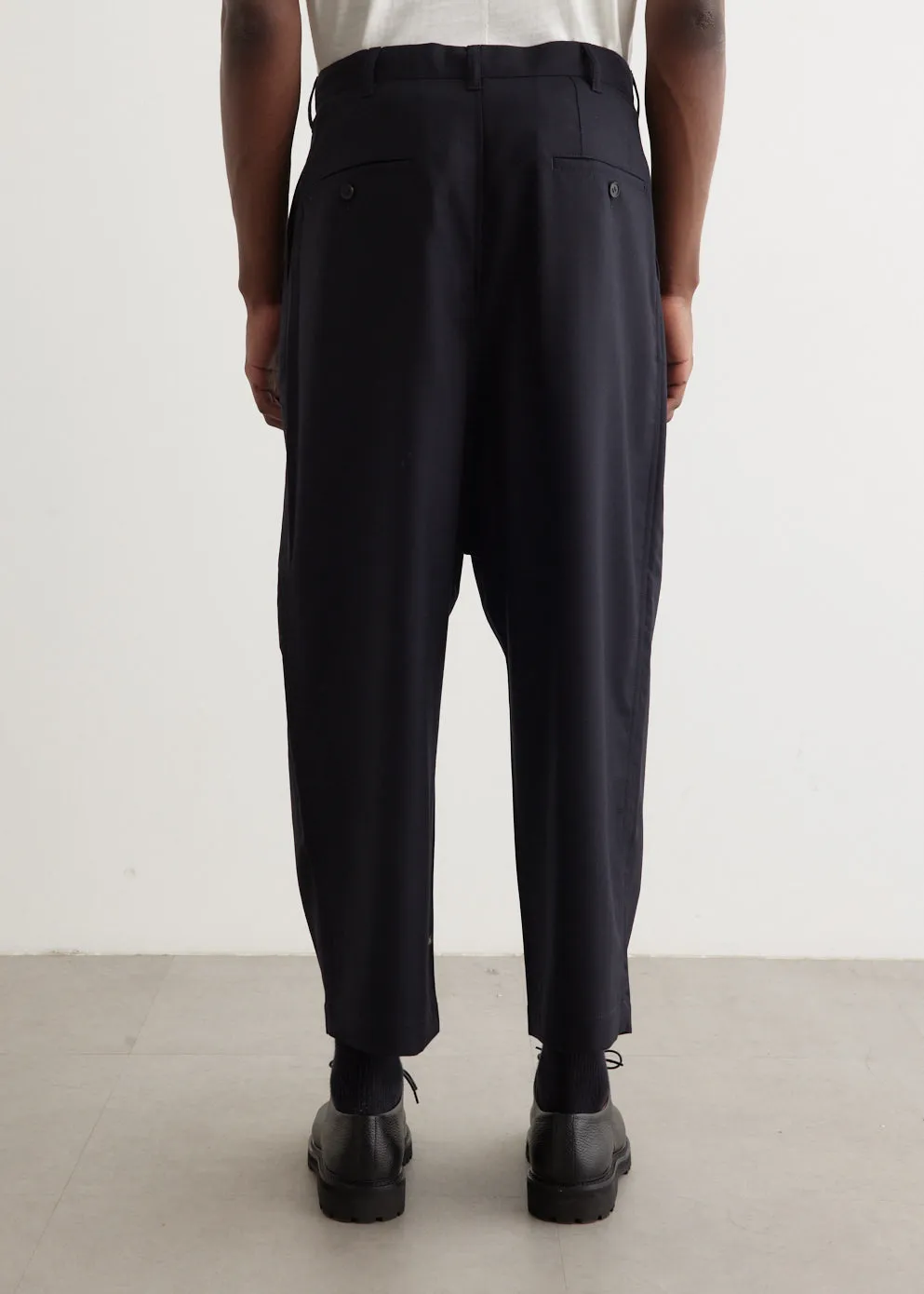 Wool Gabardine Dropped Trousers